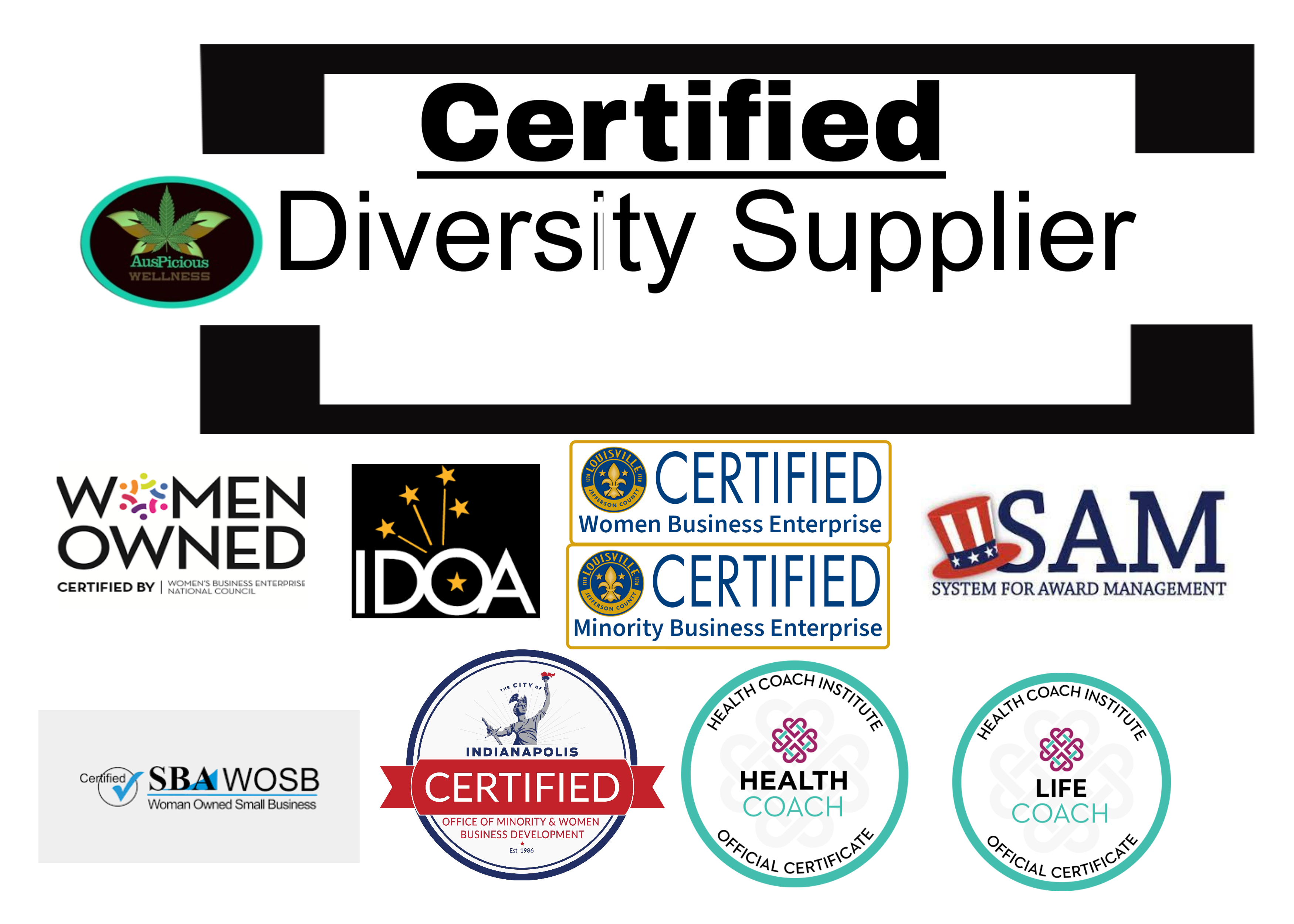 AUSPICIOUS WELLNESS CERTIFIED DIVERSITY SUPPLIER MBE WBE WOSB